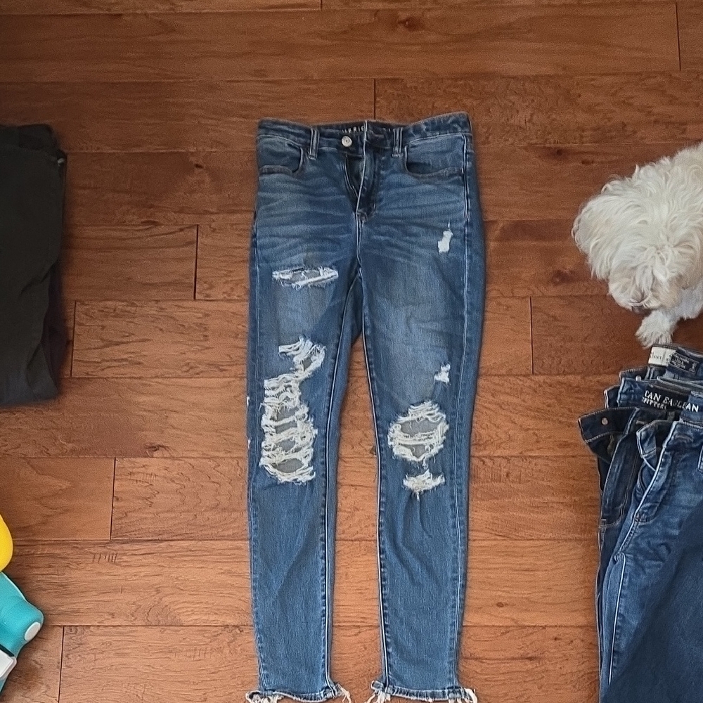 American Eagle Outfitters Ripped Blue Skinny Jeans